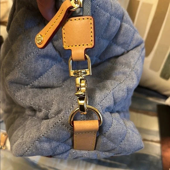 MZ Wallace Blue Quilted Satchel with Diamond Stitching